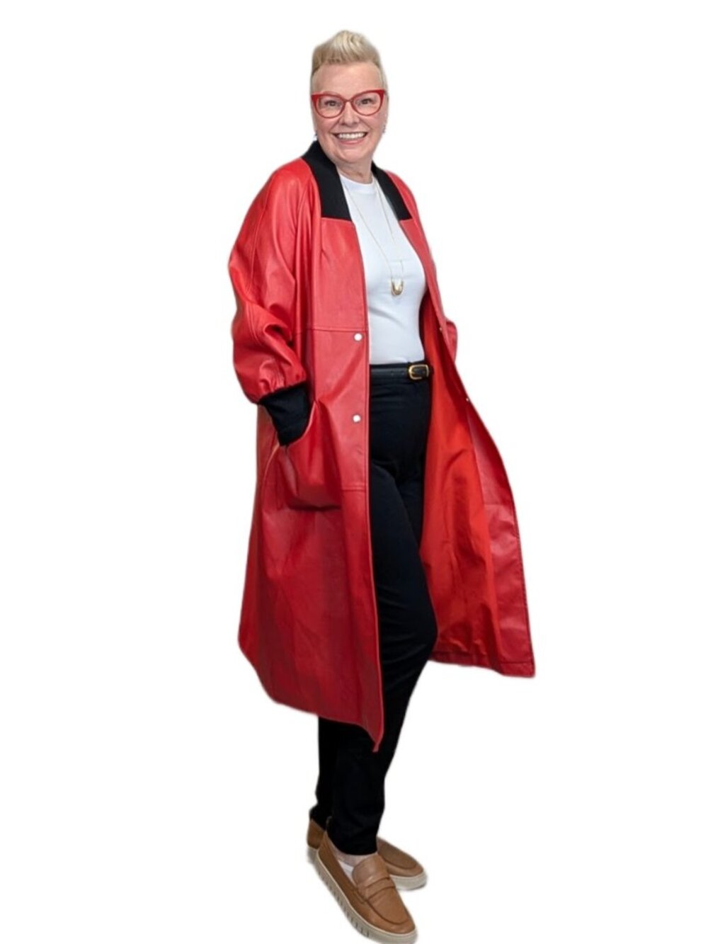 Kate Hewko Statement Red Faux Leather Look Coat